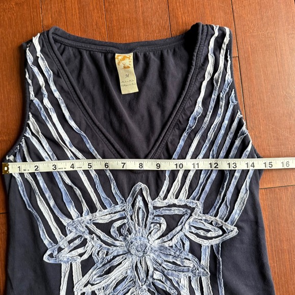 Anthropologie Brand Keer Blue 3D Floral Design Tank - Picture 7 of 8